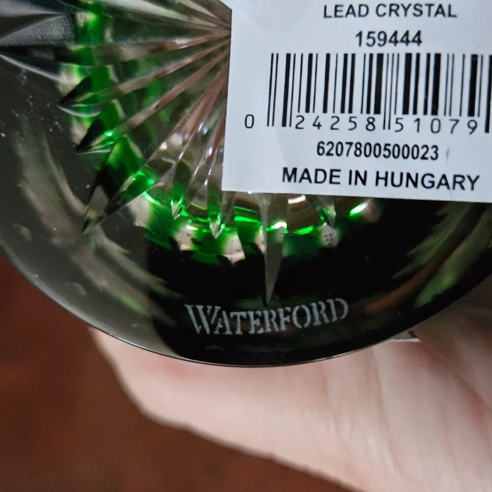WATERFORD CRYSTAL GREEN SNOWFLAKE WISHES DOF WHISKEY CHRISTMAS GLASS TUMBLER